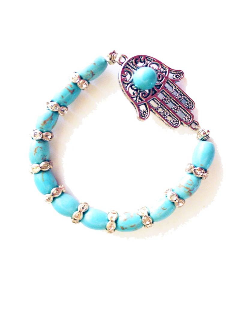 Türkis Hamsa Armband Evil Eye Charm von SuesArts