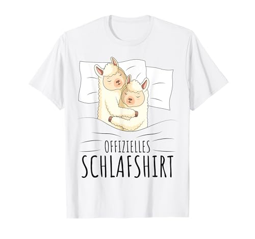 Süße Alpaka Liebhaber Geschenkidee - Herren & Damen Unisex Cartoon Alpaca Sleep Shirt - Weiß, Kurzarm, Small, T-Shirt von Süße Alpaka Liebhaber Geschenkidee