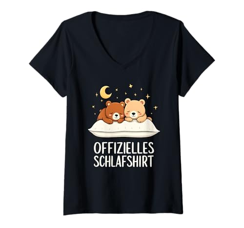 Damen Offizielles Schlafshirt Bär Bären T-Shirt mit V-Ausschnitt Damen Offizielles Schlafshirt Bär Bären T-Shirt mit V-Ausschnitt von Süße Bär Schlafshirt Damen Herren Geschenke