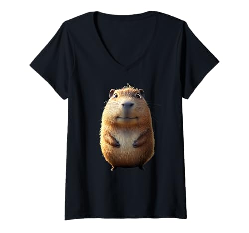 Damen Capybara Be Capy Wasserschwein Nagetier Lustiges Capybara T-Shirt mit V-Ausschnitt von Süße Capybaras für Capybaraflüsterer & Nager Fans