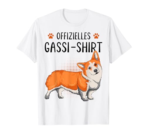 Süße Corgi Hund Geschenke Offizielles Gassi Shirt Corgi Hund Hundehalter Frauchen T-Shirt Weiß Cartoon Corgi Dog Pattern Klein Klassische Passform Kurzarm Pull-On Unisex Kinder Damen Herren Alle US S von Süße Corgi Hund Geschenke