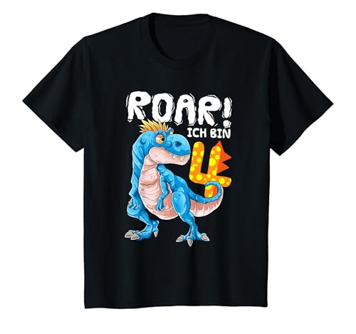 Kinder Geburtstagsshirt 4 Jahre Junge Dinosaurier Geschenk Dino T-Shirt von Süße Dino Geburtstag TShirts