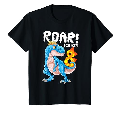 Kinder Geburtstagsshirt 8 Jahre Junge Dinosaurier Geschenk Dino T-Shirt von Süße Dino Geburtstag TShirts