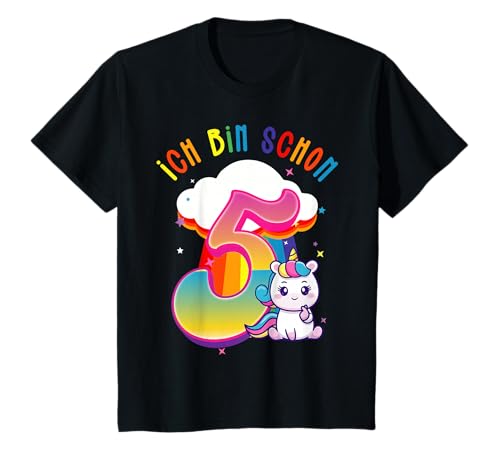 Kinder 5. Geburtstag Einhorn Mädchen 5 Jahre alt Ich bin schon 5 T-Shirt von Süße Einhorn Geburtstag Geschenke für Mädchen
