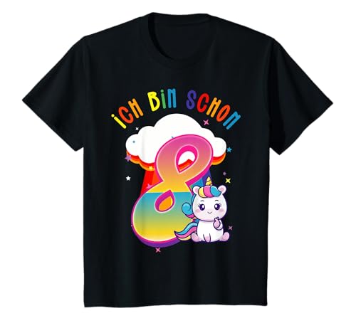 Kinder 8. Geburtstag Einhorn Mädchen 8 Jahre alt Ich bin schon 8 T-Shirt von Süße Einhorn Geburtstag Geschenke für Mädchen