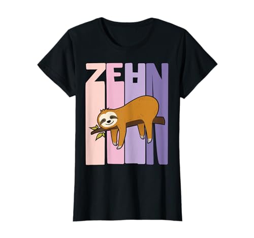 10. Geburtstag Mädchen süßes Faultier 10 Jahre alt T-Shirt von Süße Faultier Mädchen Geburtstag Designs