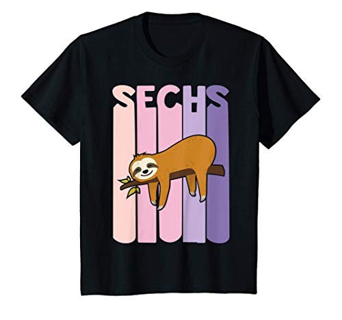 Kinder 6. Geburtstag Mädchen süßes Faultier 6 Jahre alt T-Shirt von Süße Faultier Mädchen Geburtstag Designs