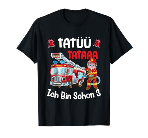 Ich bin 3 Jahre T-Shirt Jungen Auto Feuerwehr Geschenk T-Shirt von Süße Feuerwehr Birthday T-Shirts