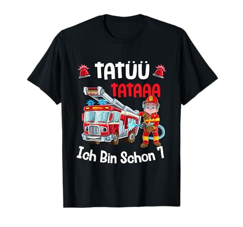 Ich bin 7 Jahre T-Shirt Jungen Auto Feuerwehr Geschenk T-Shirt von Süße Feuerwehr Birthday T-Shirts