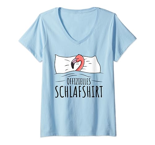 Offizielles Schlafshirt Flamingo Schlafanzug Mädchen Frauen T-Shirt mit V-Ausschnitt von Süße Flamingo Liebhaber Geschenke