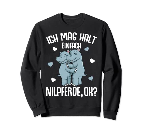 Nilpferd Ich mag halt Nilpferde Hippo Kinder Damen Mädchen Sweatshirt von Süße Flusspferd Liebhaber Geschenke