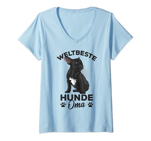 Damen Weltbeste Hunde Oma Französische Bulldogge Frenchie Frauchen T-Shirt mit V-Ausschnitt von Süße Französische Bulldoggen Geschenke