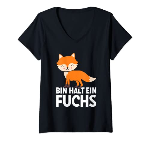 Damen Bin Halt Ein Fuchs Schlau Niedlicher Fuchs Spruch T-Shirt mit V-Ausschnitt Damen Bin Halt Ein Fuchs Schlau Niedlicher Fuchs Spruch T-Shirt mit V-Ausschnitt von Süße Fuchs Sprüche Kleidung