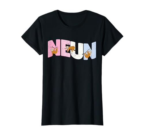 9. Geburtstag Mädchen Süßes Faultier Herz Motiv 9 Jahre T-Shirt von Süße Geburtstag Faultier Geschenkidee Mädchen