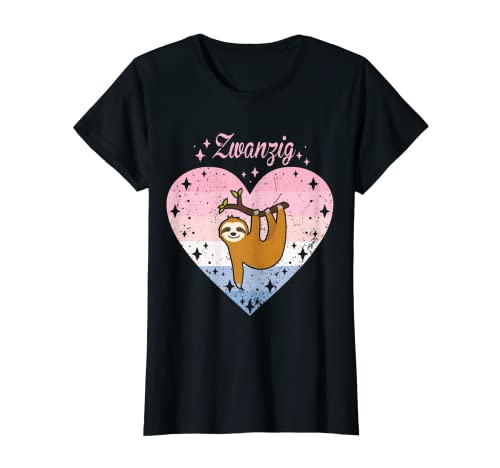 Damen 20. Geburtstag Mädchen Süßes Faultier Herz Motiv 20 Jahre T-Shirt Damen 20. Geburtstag Mädchen Süßes Faultier Herz Motiv 20 Jahre T-Shirt von Süße Geburtstag Faultier Geschenkidee Mädchen