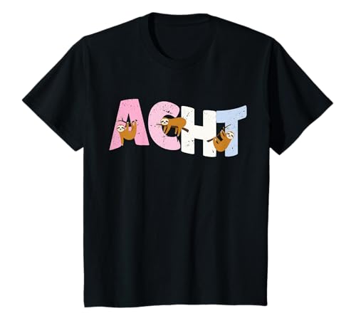 8. Geburtstag Mädchen Süßes Faultier Herz Motiv 8 Jahre T-Shirt von Süße Geburtstag Faultier Geschenkidee Mädchen