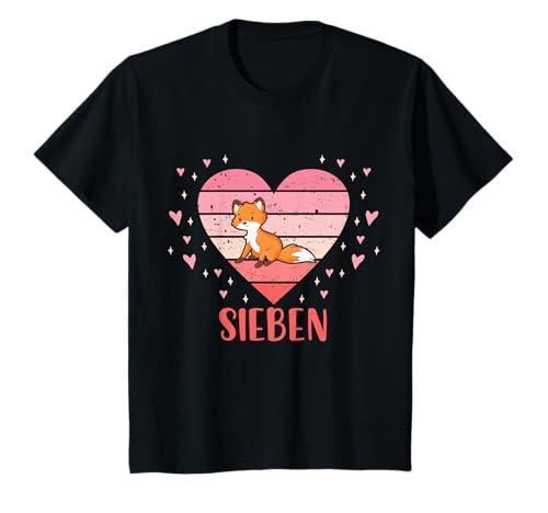 7. Geburtstag Mädchen Süßes Fuchs Motiv 7 Jahre T-Shirt von Süße Geburtstag Fuchs Geschenkidee Mädchen