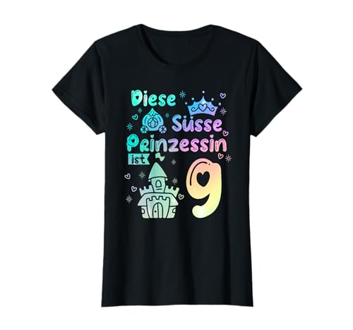 9. Geburtstag Süßes Diese Prinzessin ist 9 Jahre Mädchen T-Shirt von Süße Geburtstag Geschenkidee für Mädchen