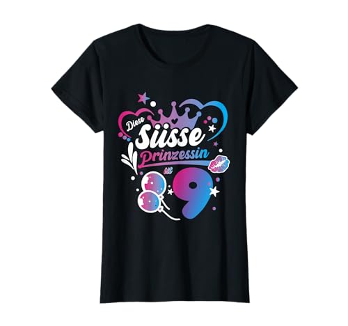 9. Geburtstag Süßes Diese Prinzessin ist 9 Jahre Mädchen T-Shirt von Süße Geburtstag Geschenkidee für Mädchen