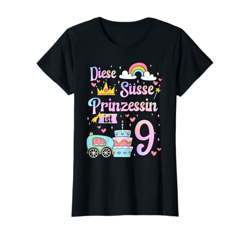 9. Geburtstag Süßes Diese Prinzessin ist 9 Jahre Mädchen T-Shirt von Süße Geburtstag Geschenkidee für Mädchen