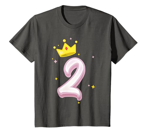 Kinder 2. Geburtstag Süßes Krone Prinzessin für Mädchen 2 Jahre T-Shirt von Süße Geburtstag Geschenkidee für Mädchen