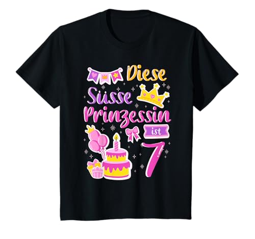 Kinder 7. Geburtstag Süßes Diese Prinzessin ist 7 Jahre Mädchen T-Shirt von Süße Geburtstag Geschenkidee für Mädchen