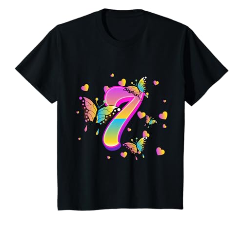 Kinder 7. Geburtstag Süßes Schmetterling für Mädchen 7 Jahre T-Shirt von Süße Geburtstag Geschenkidee für Mädchen