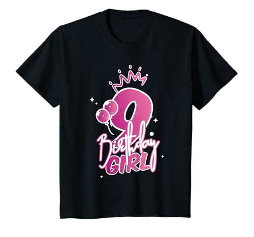 Kinder 9. Geburtstag Süßes Krone Deko für Mädchen 9 Jahre T-Shirt von Süße Geburtstag Geschenkidee für Mädchen