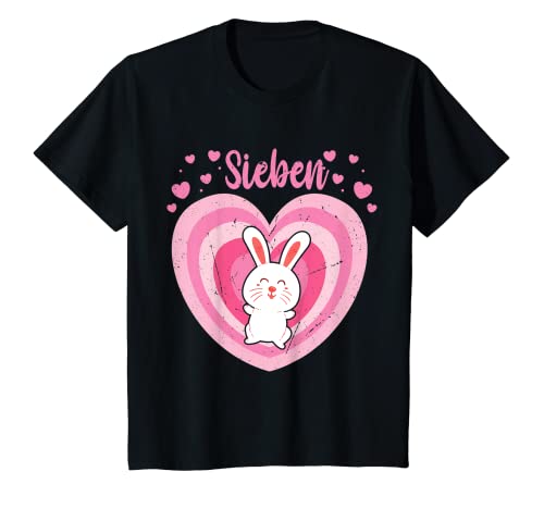 Kinder 7. Geburtstag Mädchen Süßes Hase Kaninchen Motiv 7 Jahre T-Shirt von Süße Geburtstag Hase Kaninchen Geschenke Mädchen