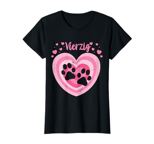 40. Geburtstag Mädchen Süßes Hund Pfote Motiv 40 Jahre T-Shirt von Süße Geburtstag Hund Geschenkidee Mädchen