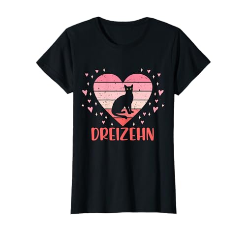 13. Geburtstag Mädchen Süßes Katze Kätzchen Motiv 13 Jahre T-Shirt von Süße Geburtstag Katze Geschenkidee Mädchen