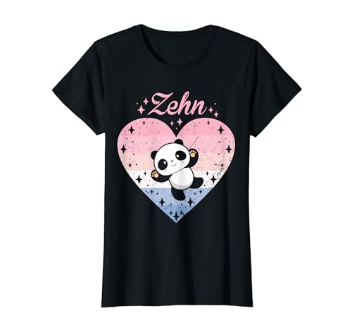 10. Geburtstag Mädchen Süßes Panda Pandabär Motiv 10 Jahre T-Shirt von Süße Geburtstag Panda Geschenkidee Mädchen