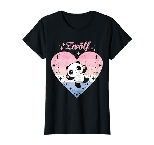 12. Geburtstag Mädchen Süßes Panda Pandabär Motiv 12 Jahre T-Shirt von Süße Geburtstag Panda Geschenkidee Mädchen