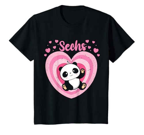 Kinder 6. Geburtstag Mädchen Süßes Panda Pandabär Motiv 6 Jahre T-Shirt von Süße Geburtstag Panda Geschenkidee Mädchen