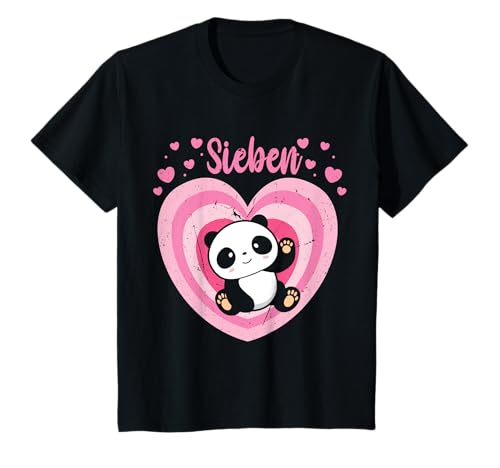 7. Geburtstag Mädchen Süßes Panda Pandabär Motiv 7 Jahre T-Shirt von Süße Geburtstag Panda Geschenkidee Mädchen