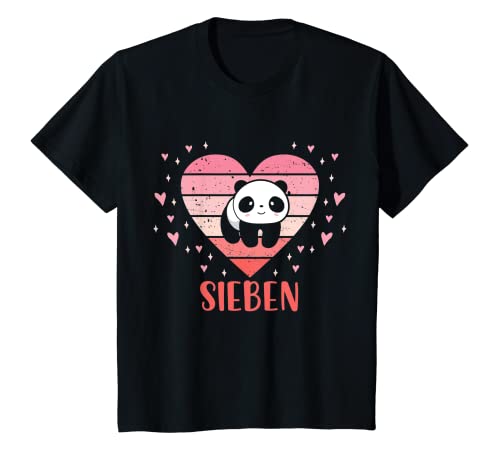 Kinder 7. Geburtstag Mädchen Süßes Panda Pandabär Motiv 7 Jahre T-Shirt von Süße Geburtstag Panda Geschenkidee Mädchen
