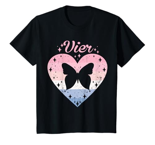 4. Geburtstag Mädchen Süßes Schmetterling Motiv 4 Jahre T-Shirt 4. Geburtstag Mädchen Süßes Schmetterling Motiv 4 Jahre T-Shirt von Süße Geburtstag Schmetterling Geschenkidee Mädchen