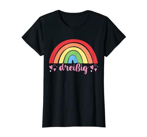 Damen 30. Geburtstag süßes Regenbogen Frau 30 Jahre alt niedliches T-Shirt von Süße Geburtstagsgeschenke für Frauen Regenbogen