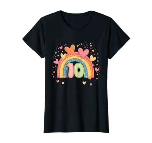 10. Geburtstag süßes Regenbogen Mädchen 10 Jahre alt Deko T-Shirt von Süße Geburtstagsgeschenke für Mädchen Regenbogen