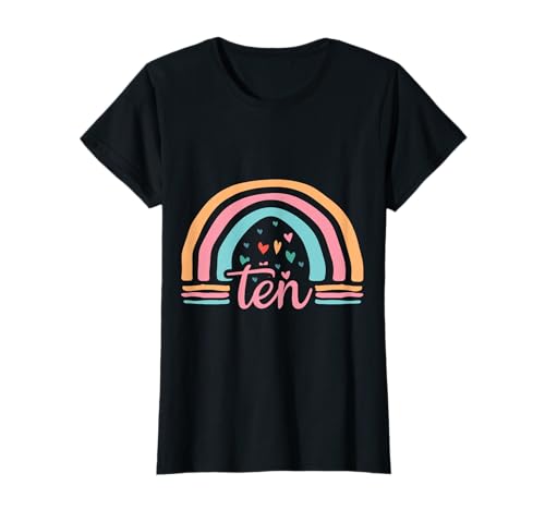 10. Geburtstag süßes Regenbogen Mädchen 10 Jahre alt T-Shirt von Süße Geburtstagsgeschenke für Mädchen Regenbogen