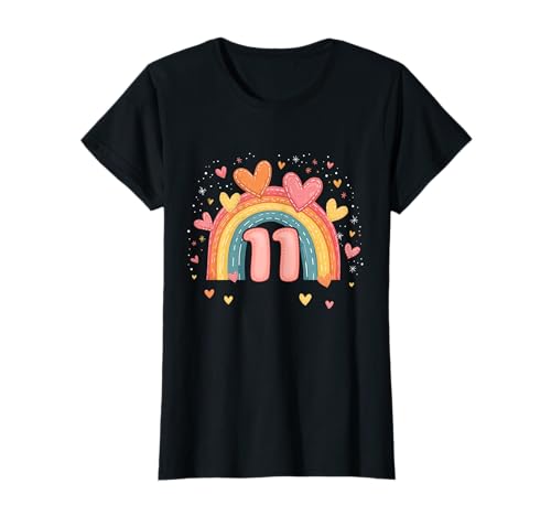 11. Geburtstag süßes Regenbogen Mädchen 11 Jahre alt Deko T-Shirt von Süße Geburtstagsgeschenke für Mädchen Regenbogen