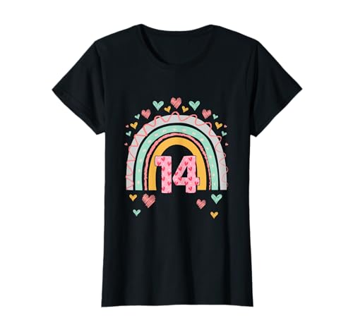 14. Geburtstag süßes Regenbogen Mädchen 14 Jahre alt Deko T-Shirt von Süße Geburtstagsgeschenke für Mädchen Regenbogen
