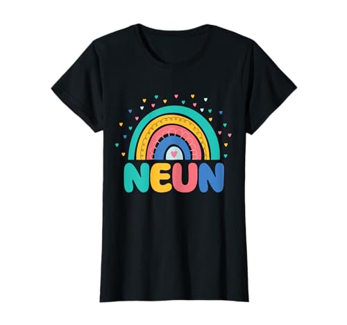 9. Geburtstag süßes Regenbogen Mädchen 9 Jahre alt Niedlich T-Shirt von Süße Geburtstagsgeschenke für Mädchen Regenbogen