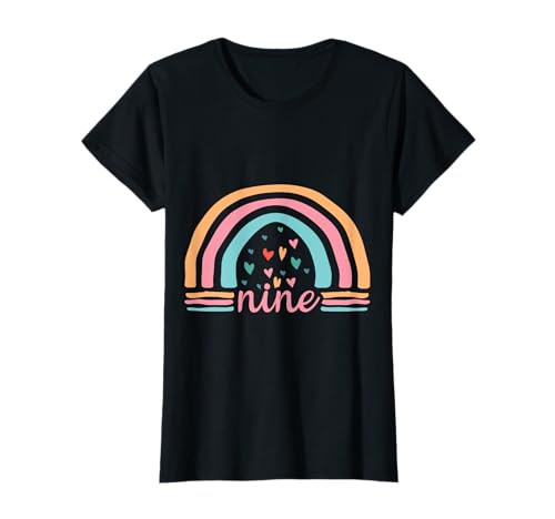 9. Geburtstag süßes Regenbogen Mädchen 9 Jahre alt Niedlich T-Shirt von Süße Geburtstagsgeschenke für Mädchen Regenbogen