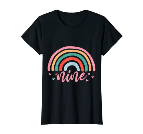 9. Geburtstag süßes Regenbogen Mädchen 9 Jahre alt Niedlich T-Shirt von Süße Geburtstagsgeschenke für Mädchen Regenbogen