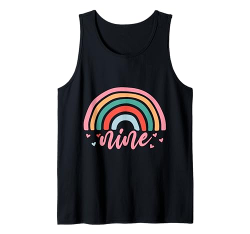 9. Geburtstag süßes Regenbogen Mädchen 9 Jahre alt Niedlich Tank Top von Süße Geburtstagsgeschenke für Mädchen Regenbogen