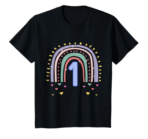 Kinder 1. Geburtstag süßes Regenbogen Mädchen 1 Jahr alt Deko T-Shirt von Süße Geburtstagsgeschenke für Mädchen Regenbogen