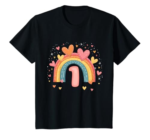 Kinder 1. Geburtstag süßes Regenbogen Mädchen 1 Jahr alt Deko T-Shirt von Süße Geburtstagsgeschenke für Mädchen Regenbogen