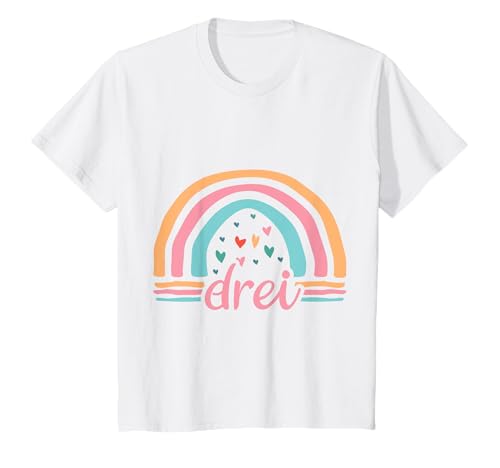 Kinder 3. Geburtstag süßes Regenbogen Mädchen 3 Jahre alt Niedlich T-Shirt von Süße Geburtstagsgeschenke für Mädchen Regenbogen