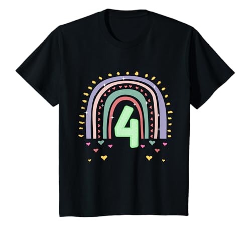 Kinder 4. Geburtstag süßes Regenbogen Mädchen 4 Jahre alt Deko T-Shirt von Süße Geburtstagsgeschenke für Mädchen Regenbogen